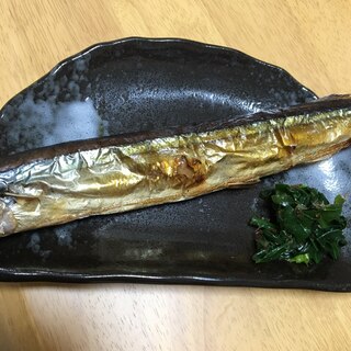 ほうれん草添え(*^^*)秋刀魚の塩焼き☆